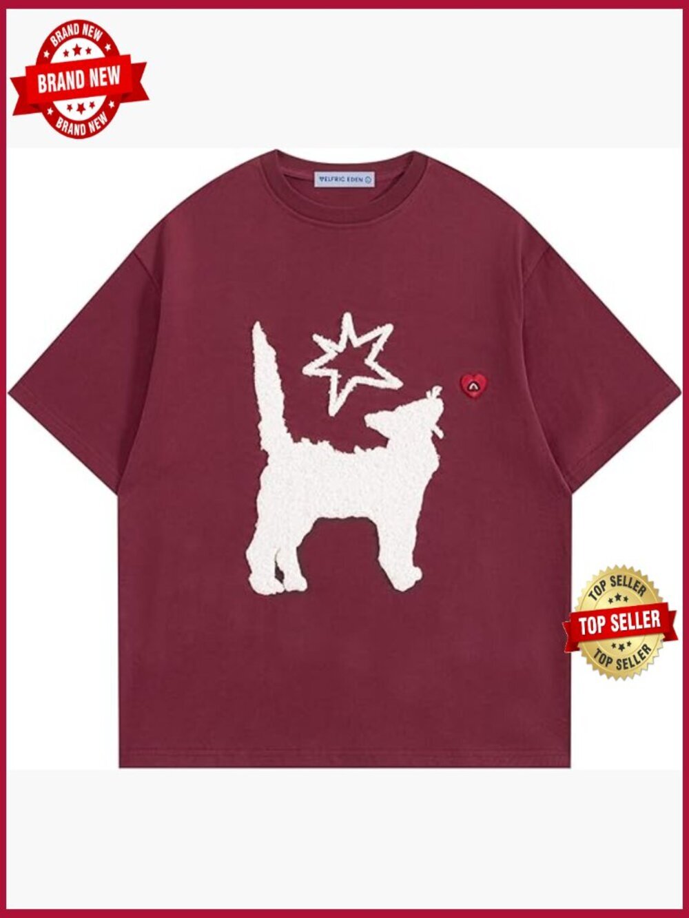 Unisex Cartoon Cat Star Tee Oversized Cotton Summer Short Sleeve